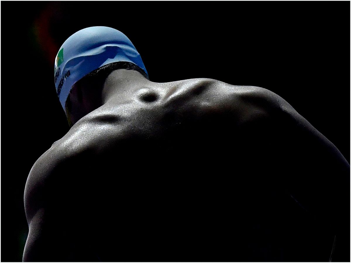 Budapest, 2017. július 27.  A brazil Marcelo Chierghini a férfi 100 méteres gyorsúszás döntője előtt a 17. vizes világbajnokságon a Duna Arénában 2017. július 27-én.  MTI Fotó: Illyés Tibor
